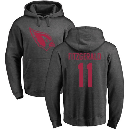 Arizona Cardinals Men Ash Larry Fitzgerald One Color NFL Football #11 Pullover Hoodie Sweatshirts->nfl t-shirts->Sports Accessory